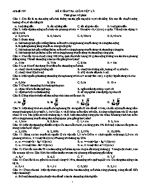 2 Đề kiểm tra môn Vật lý 12